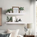 24"x6.8"x1.6" Slanted Floating Wall Shelves 2-Pack - Rustic White Finish, Heavy-Duty Solid Wood Design with Hidden Brackets - Perfect for Living Room, Kitchen, Bathroom, or Office by CozyNest Decor