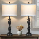 27.5" Farmhouse Table Lamp for Living Room, Black Lamps Set of 2 with USB A+C Ports, Mid Century Tall Table Lamp for Bedroom, Bedside Lamps for Night Stands(2 Bulbs Included) by CozyNest Decor