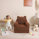Foldable Kids Sofa, Sherpa Teddy Bear Toddler Couch with Tri Folding Foam Cushions, Comfy Couch for Kids Age 18 Months and Up by TinyTreasures Baby Boutique