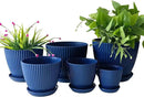 7.5/6.5/5.5/4.9/4.2/3.5 Inches Plant Planters 6 Pack, Thick Sturdy Plastic Pots for Plants, Indoor/Outdoor 6 Sizes Flower Pots with Drainage Holes and Saucers (6 Sizes,Dark-Blue) by GreenHaven Gardens