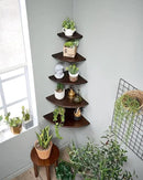 Corner Shelves, Floating Corner Shelf, Set of 2 10inch Solid Oak Wood Corner Wall Shelves, Round End with Wire Hole for Small Plant for Bedroom Kitchen, Living Room by CozyNest Decor