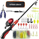 Urban Deco Kids Fishing Pole Set Portable Telescopic Kids Fishing Rod and Reel Combo Kit with Tackle Box for Beginners, Boys,Girls,Youth,Children by TinyTreasures Baby Boutique
