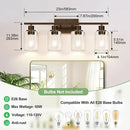 4 Light Bathroom Light Fixtures, Oil-Rubbed Bronze Modern Vanity Lights with Clear Glass Shades, Bathroom Wall Lamp for Mirror Living Room Cabinet by CozyNest Decor