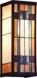 RIVER OF GOODS Art Deco Stained Glass Outdoor Light Fixture - Large Exterior Outdoor Wall Lights for House, Patio, Porch, Garage - Wall Mount Lighting Fixtures - 16.25" H - Faye by CozyNest Decor