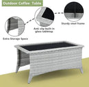 Patio Tables Wicker Coffee Table - Outdoor Rattan Coffee Tables with Glass Top for Patio Proch Deck Balcony Rectangle Light Grey by GreenHaven Gardens