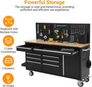 Heavy Duty 61" Tool Chest Cabinet, Mobile Garage Workbench with 10 Drawers and Power Strip, Rubber Wood Worktop, 1675 LBS Load, Rolling Tool Storage Organizer for Mechanic, Shop or Home Use by GreenHaven Gardens