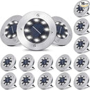 pozzolanas 16 Packs Solar Ground Lights-Cold White, 8 LED Solar Garden Lights Waterproof Outdoor Landscape Lights for Lawn Pathway Yard Driveway by GreenHaven Gardens