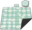 Extra Large Picnic Blanket Waterproof,80"x 80"Foldable Machine Washable Beach Blanket,Outdoor Blanket for 6-8 Adults,Suitable for Indoor Crawling,Park Beach,Camping,Hiking,Family Travel(Light green) by TinyTreasures Baby Boutique