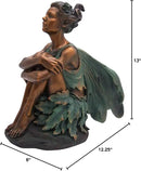 Copper Toned Fairy Holding Knees with Blue Accents Garden Statue, Whimsical Outdoor Decor, 13 Inches by CozyNest Decor