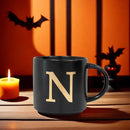 COLLECTIVE HOME - Monogram Ceramic Mugs, 15 oz Golden Initial Black Coffee Cups, Elegant Alphabet Tea Mugs, Elegant Personalized Mug with Gift Box, Unique Mug with Double Side Capital Lette (N) by CozyNest Decor