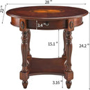 MODERION Solid Wood End Table with Drawer, Oval Sofa Side Table, Storage Shelf, Living Room Corner Table, Nightstand, 24”H Cherry Walnut CJZ1533WD-DR by CozyNest Decor