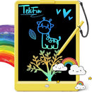 TEKFUN Toys for Girls Boys 10IN LCD Writing Tablet, Magic Doodle Board with Anti-Lost Stylus, Mess Free Coloring for Toddlers Drawing Pad, Toddler Travel Car Plane Trip Toys Gifts (Yellow) by TinyTreasures Baby Boutique