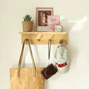Entrance Coat Rack ，Coat Hooks, Wall-Mounted Wooden Hook Rack, Wall-Mounted Shelves are Very Suitable (Oak Colored Finish-2) by CozyNest Decor