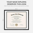 Homeforia 16x20 Diploma Black Wood Frame, High End Oak 16 x 20 Certificate Frames with Mat 14 x 17, 16by20 Document Frame Matted to 14by17, Wooden Graduation Frames, Tempered Glass, Wall Kit, Set of 1 by CozyNest Decor