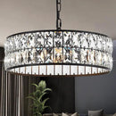 16” 4-Light Modern Crystal Chandeliers Black Dinning Room Light Fixture, Round Pendant Light Kitchen Island Chandelier, Flush Mount Ceiling Light for Living Room Entryway Bedroom Foyer by CozyNest Decor