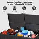 Outdoor Storage Box with Wheels 135 Gallon, Mobile Waterproof Aluminum Deck Box, UV Resistant Patio Storage Box with Lid for Patio Furniture, Garden Tools (Black) by GreenHaven Gardens