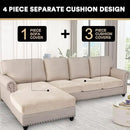 PrinceDeco Sectional Couch Covers 4 Pieces Couch Covers for Sofa Velvet Separate Couch Cover L Shape for Left/Right Chaise(3 Seater + 1 Chaise,Ivory) by CozyNest Decor