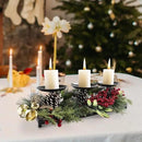 3 Pillar Black Metal Candle Holders for Table Centerpiece, Fall Thanksgiving & Halloween Dining Table, Fireplace Mantel Decor, Tray Candlestick for Living Room Rustic Decorations by CozyNest Decor
