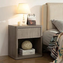 SICOTAS Night Stand Nightstand with Drawer Storage Fluted Bed Side Table End Table Large Modern Wide Bedside Stand Mid Century Night Stands for Bedroom Living Room Sofa Couch Home Office, Grey Alder by CozyNest Decor
