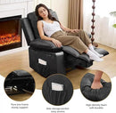 Recliner Chair with Electric Massage Adjustable Footrest & Heat, Manual Leather Recline for Adults Living Room Remote Control (Black) by CozyNest Decor