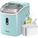 Nugget Ice Maker Countertop, Silonn Chewable Pellet Ice Machine with Self Cleaning Function, Pebble Portable Ice Maker with Ice Scoop for Home Kitchen Office, Green by CozyNest Decor