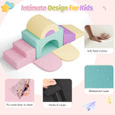 ‌Soft Climbing Toys for Toddlers, 7-Piece Baby Soft Foam Climbing Blocks, PU Leather Gym Climb and Crawl Activity Play Set, Indoor Climbing Toys for Kids and Children, Pink by TinyTreasures Baby Boutique
