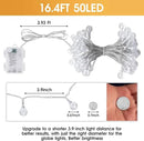 16.4ft 50LED Globe String Lights Indoor Bedroom Battery Operated, Crystal Fairy Lights IP44 Waterproof Outdoor Hanging Decorative Lights for Home Tent Patio Garden Party Wedding Decor by GreenHaven Gardens