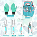 6 Pcs Garden Tool Set, Gardening Hand Tools Aluminum Alloy Starter Kit with Garden Bag, Heavy Duty Outdoor Tool Set with Ergonomic Handle, Gardening Gifts (No Flower Pattern) by GreenHaven Gardens