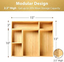 Umilife Drawer Organizer Storage Boxes, 2.5" High Bamboo Drawer Dividers, 5 Rearrangeable Bins for Kitchen, Office Desktop, Clothing, Makeup, vanity, Jewelry by CozyNest Decor
