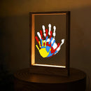 CHERRY CHEERS Family Handprint Kit with Light, Handprint Keepsake Frame, Wooden Led Light, Easy Install, No Need Screw etc, Non-Toxic Paints (Brown) by TinyTreasures Baby Boutique