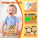 LED Busy Board, Wooden Sensory Toys for Toddler, Montessori Music Toy for Airplane, Travel Activity Educational Learning Toy, Busy Light Switch Autism Toys, Birthday Boys Girls Gifts by TinyTreasures Baby Boutique