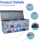 Toy Box Chest for Kids, Collapsible Oxford Toy Storage Box with Handles for Boys, Extra Large Sturdy Waterproof Toy Organiser for Bedroom Playroom, 37.7×12.5×15.7 Inch (Animal Cars) by TinyTreasures Baby Boutique
