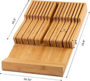 Bamboo Kitchen Drawer Knife Holder, In-drawer Knife Block, Knife Drawer Organizer fit for 16 knives and 1 steel sharpening by CozyNest Decor