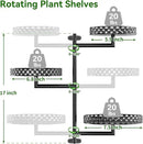 OVICAR Rotating Window Plant Shelves - Indoor Wall Plant Stand 3-Tier Floral Metal Window Shelf Holder for Multiple Plants with Hanging Hooks Home Decor Black by GreenHaven Gardens