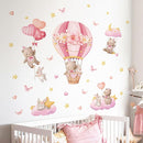 Tanlaby Pink Hot Air Balloon Wall Stickers Cartoon Bear Rabbit Stars Heart Wall Decals Peel and Stick Art Decor for Girls Bedroom Baby Nursery Kids Playroom Classroom by TinyTreasures Baby Boutique