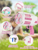 Upgraded Bubble Machine Gun - Auto Bubble Blower, 8000+ Bubbles Per Minute for Kids & Adults Indoor/Outdoor Party - Pink by TinyTreasures Baby Boutique