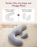 Momcozy Pregnancy Pillow, Original F Shaped Maternity Pillow for Pregnant Women with Adjustable Wedge Pillow, Full Body Support Pregnancy Pillows for Side Sleeping with Velvet Cover, Grey by TinyTreasures Baby Boutique