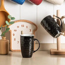 AmorArc Large Coffee Mugs Set of 6, 20oz Ceramic Tall Coffee Mugs Set with Textured Geometric Patterns for Latte/Tea/Beer/Hot Cocoa, Dishwasher & Microwave Safe, Black by CozyNest Decor