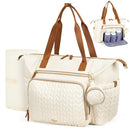 Diaper Bag Tote, Large Baby Diaper Bags Waterproof, Hospital Bag for Labor Delivery with Pacifier Case, Changing Pad, Shoulder Strap, Beige by TinyTreasures Baby Boutique