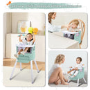 4 in 1 Portable Baby High Chair,Convertible Highchair for Babies and Toddlers-Foldable Infant Booster Seat,Carry Small Box,Dining Chair,Toddler High Chair with 5-Point Harness,Removable Tray-Green by TinyTreasures Baby Boutique