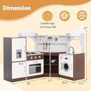 Costzon Corner Kids Kitchen Playset, Wooden Play Kitchen with Sounds & Lights, Washing Machine, Ice Maker, Microwave, Oven, Sink & Faucet, Pretend Toy Kitchen Set for Toddler, Gift for Boys Girls by TinyTreasures Baby Boutique