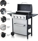 4-Burner Propane Gas BBQ Grill, 34,200 BTU Output, Wire Enamel Cooking Grates, Foldable Side Table and Hanging Basket, Stainless Steel Grill for Outdoor Cooking by GreenHaven Gardens