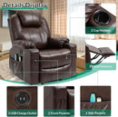 VIVIJASON Power Lift Chair Electric Recliner for Elderly Heated Vibration Massage Faux Leather Recliner Chair with 2 Remote Controls, Cup Holders, Side Pockets & USB Ports for Living Room (Brown) by CozyNest Decor