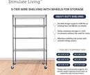 48"x24"x72" Prime Heavy Duty Black 5-Tier Steel Wire Shelving NSF 4000 LBS MAX Capacity Storage Rack for Commercial, School, Home, Garage, Warehouse, Industrial, and Hospital Uses (with Wheels) by CozyNest Decor