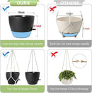 10 inch Self Watering Hanging Planters, 2 Pack Hanging Baskets for Indoor Outdoor Plants, Hanging Flower Pots with Drainage Holes & 2 Kinds of Plant Hangers for Garden Home Decor, Black by GreenHaven Gardens