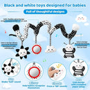 Car Seat Toys Hanging and Stroller Toys for Babies 0-6 Months，High Contrast Baby Toys for Newborn 0 3 Months Brain Development,Black and White Baby Toys for Crib Mobile，Infant Ideal Gift by TinyTreasures Baby Boutique
