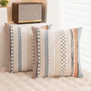 Boho Throw Pillow Covers 18x18 Set of 2 Farmhouse Decorative Cushion Case Striped Square Pillows Cover Chenille Pillow Cases Accent Neutral Pillowcase for Sofa Couch Bed,Orange-Blue by CozyNest Decor