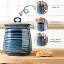 Hasense Ceramic Food Storage Jar with Airtight Seal Lid, 35 Ounce Kitchen Canister Container for Cookie, Ground Coffee, Pasta, Cereal, Flour, Sugar, Rice, Seasoning and Pet Treat, Navy by CozyNest Decor