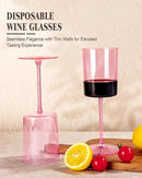 Ciaell 12 Pack Pink Plastic Wine Glasses - 14Oz Plastic Wine Glasses with Stem - Disposable Stemmed Wine Glass for Parties & Weddings & Outdoor by CozyNest Decor