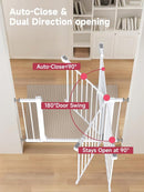 Baby Gate for Stairs, 29.5-40.5" Dog Gate for Doorways, Walk Thru Auto Close Metal Child Gate for The House, Stairs and Doorways, Pressure Mounted Pet Gate for Dog Indoor (White) by TinyTreasures Baby Boutique